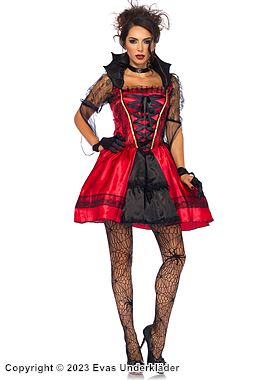 Female vampire, costume dress, lace inlays, crossing straps